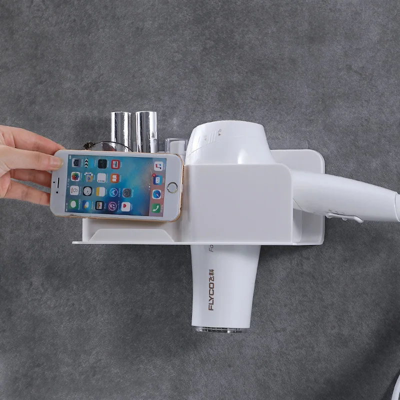 Металлическая полка для сушки волос ванной с держателем телефона