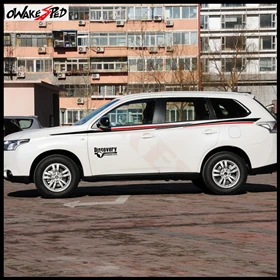 Автомобильная наклейка s для Mitsubishi Outlander стильная Автомобильная боковая юбка декоративная наклейка виниловая наклейка в полоску аксессуары для укладки наклейки