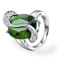 fashion green oval zircon jewelry single ring for women engagement party wedding hand accessories size 6 10