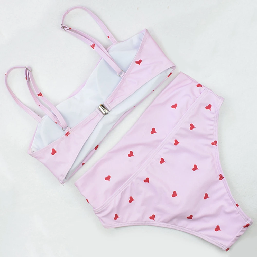 Женский купальный костюм в горошек купальник с высокой талией бикини принтом