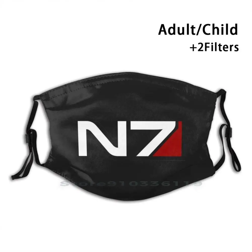 

N7 Emblem , Mass Effect Print Reusable Mask Pm2.5 Filter Face Mask Kids N7 Masseffect Commandershepard Shepard Human Normandy