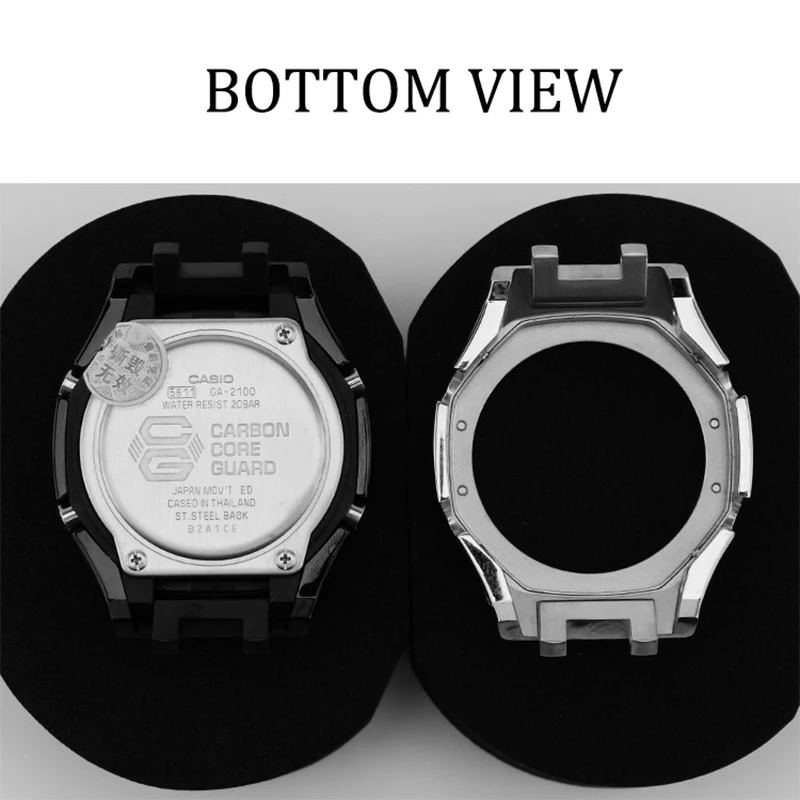 The 4th Generation GA-2100 Modified Metal Bezel Accessories Stainless Steel Watch Case Rubber Strap For GA2100 Replacement Band enlarge