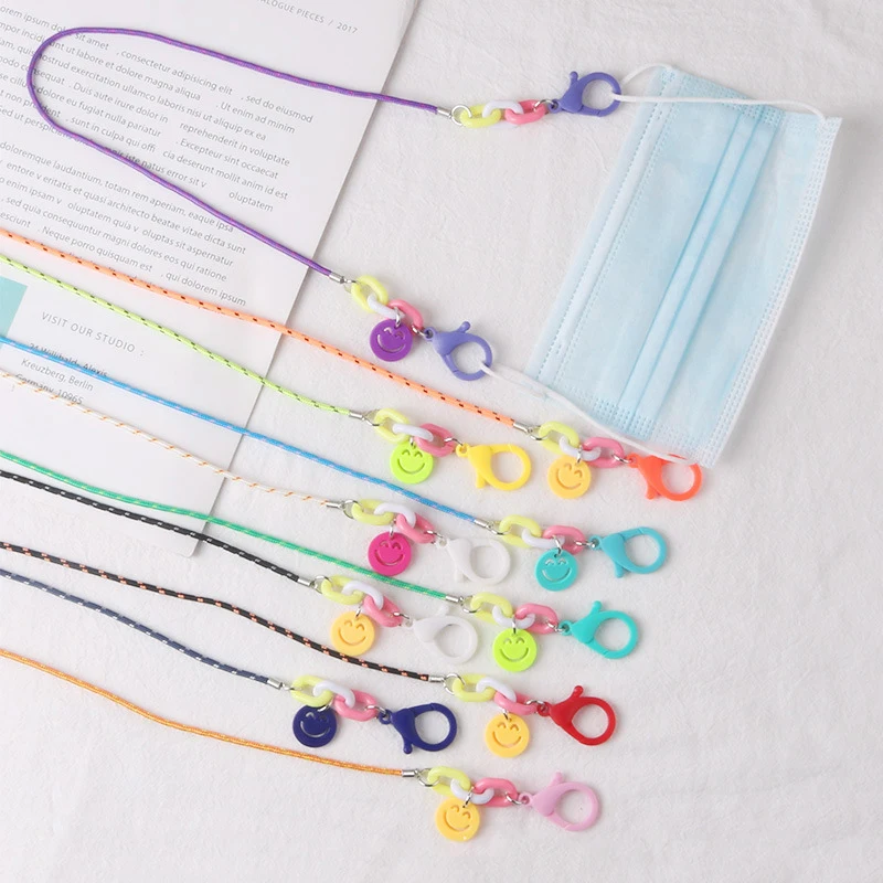 

Fast Delivery Ears Anti-lost Straps Protector Glasses Lanyards Smiley Shape Mask Face Gradient Fashion Bandage Gesichtsmaske