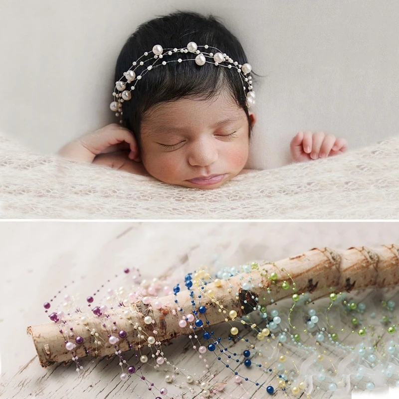 

Newborn Photography Props Baby Pearl Headband Princess Headdress Infants Photo Shooting Hair Band