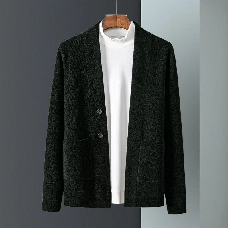 

Autumn New Winter Men Cardigan Men's Slim Fit Warm Soft Long Sleeve Knitted Sweater Male Casual V-Neck Clothes S3