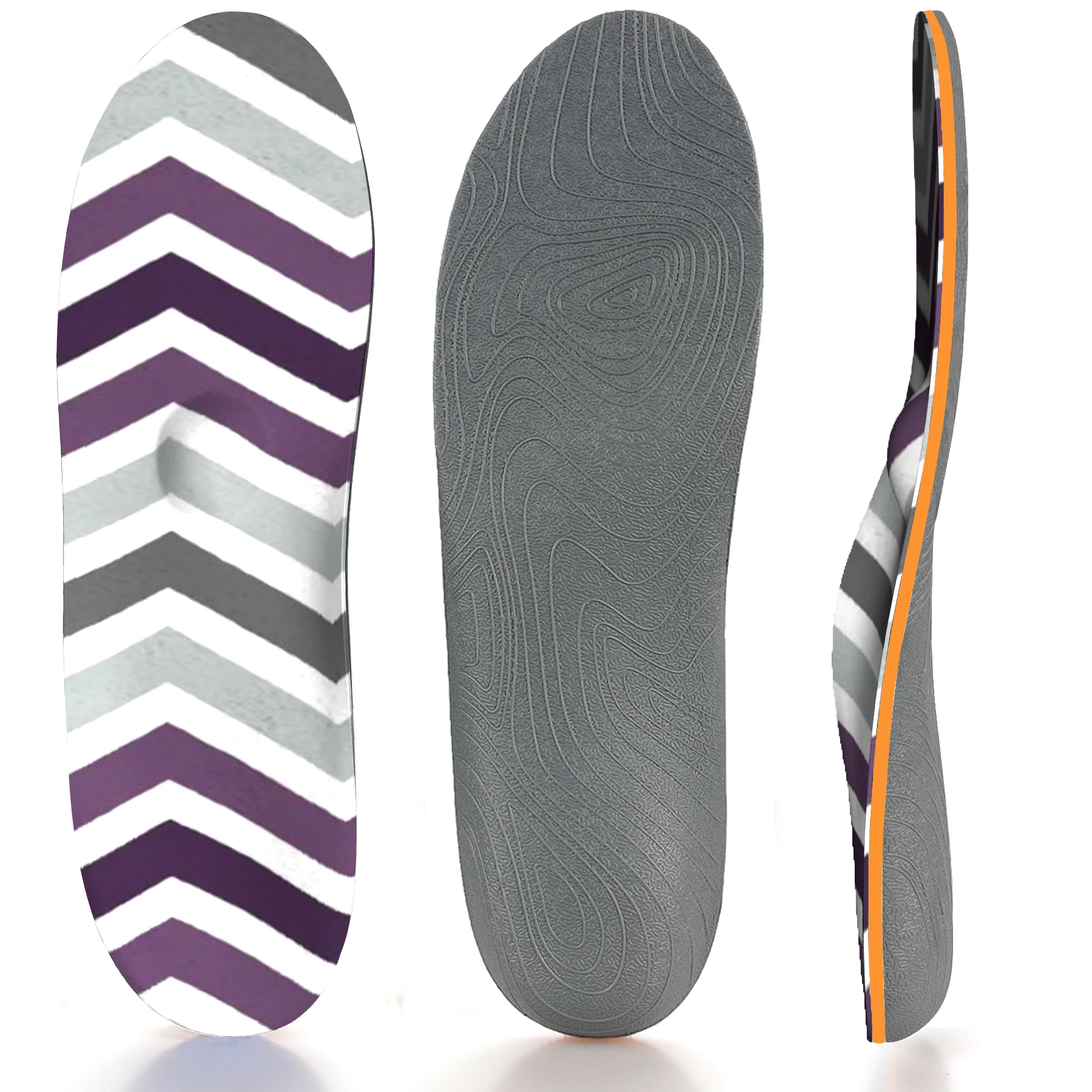 

Purple Stripe Memory Foam High Arch Support Insole Orthopedic Insoles for Men and Women Metatarsal Support and Heel Pain