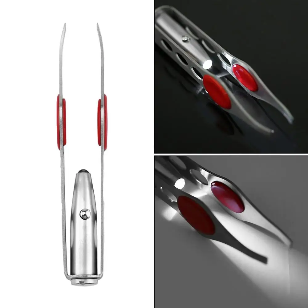 

Stainless Steel Eyebrow Hair Tweezer Portable Build-in LED Light Eyelash Removal Tweezer Clip Make Up Eyebrow Hair Beauty Tool
