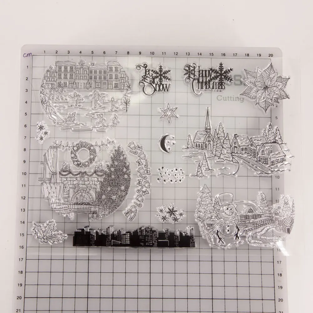 

2021 NEW Winter Snow Scene Background Clear Stamp Stencils For Scrapbooking Photo Album Decoration Embossing Paper Card Craft