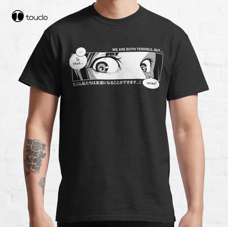 

Красивая сексуальная Классическая футболка с удивленными аниме глазами, хлопковая футболка, женская футболка