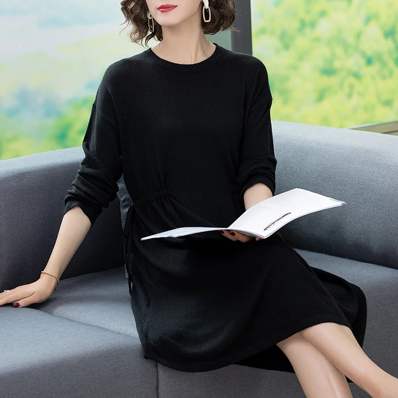 New 2019 ladies cashmere sweater dress pullover female loose knit free shipping | Женская одежда