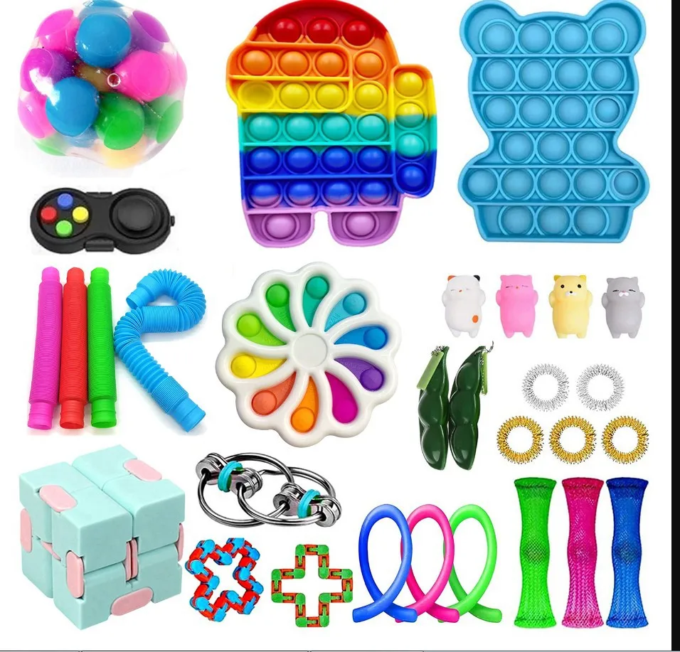 

30Pack Fidget Toys Anti Stress Set Stretchy Strings Push Gift Pack Adults Children Squishy Sensory Antistress Relief Figet Toys