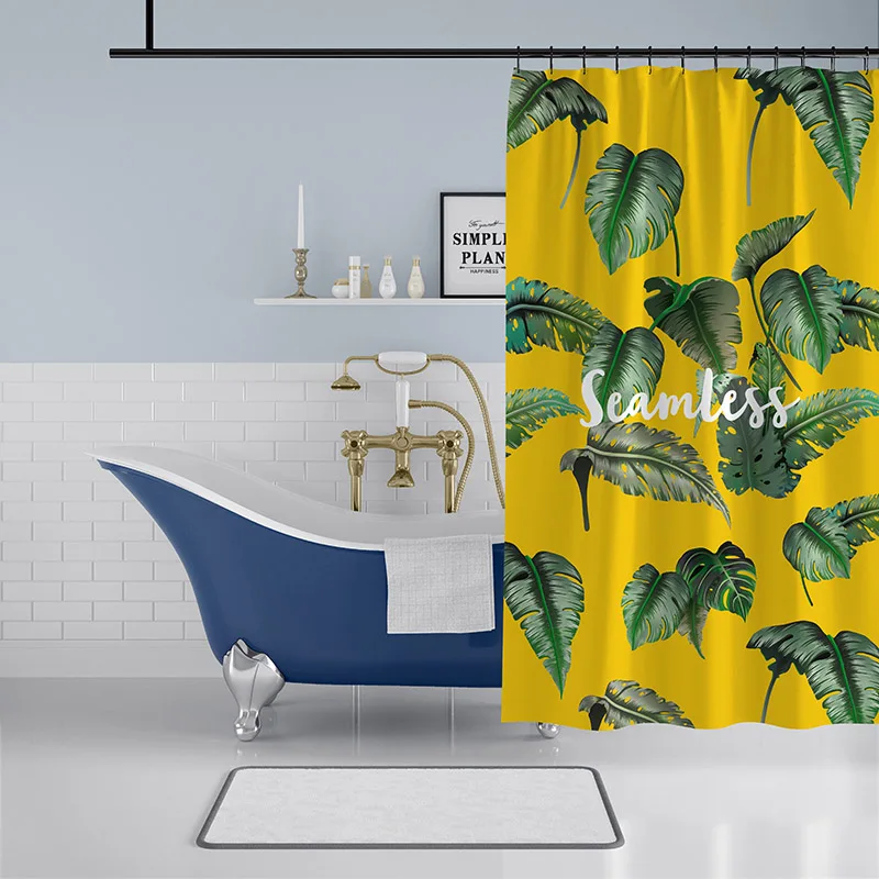 Листья занавески для душа Ванная комната полиэстер ткань водонепроницаемый