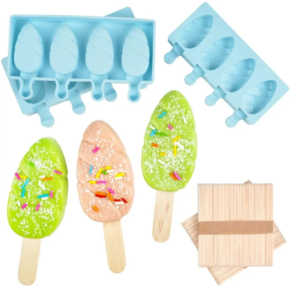 Ice Cream Mold Silicone Popsicle Molds Maker Frozen Moulds For Kids With Wood Sticks DIY Handmade Ice Cream Maker