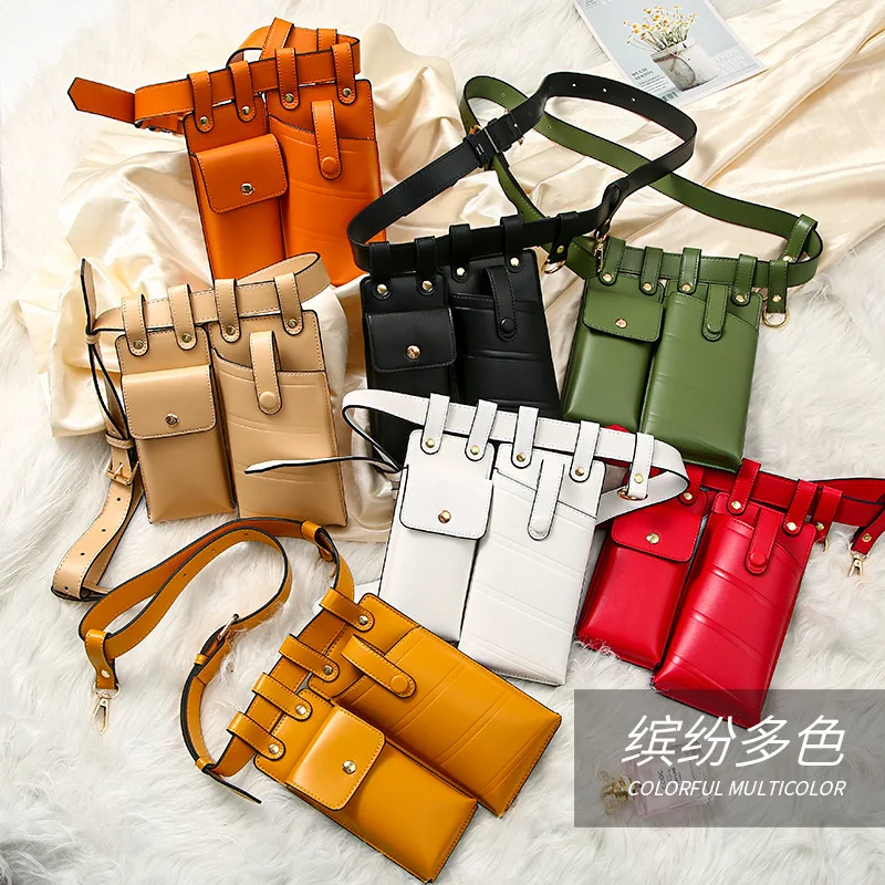 

Women Brand Fanny Pack Fashion Leather Belt Bag Kidney High Capacity Waist Bags Waterproof Multi-pocket Waist pack Banana Bag