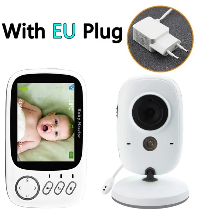 EU plug Детский монитор цветной видео беспроводной babyfoon baba электронная безопасность 2 разговора ночного видения Светодиодный контроль температуры bebek telsizi - Цвет: EU plug