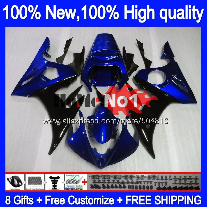 

Body For YAMAHA YZF600 YZF R6 600CC YZF 600 R 6 CC 5MC.111 Blue black YZF-600 YZF-R6 2003 2004 2005 YZFR6 03 04 05 Fairings
