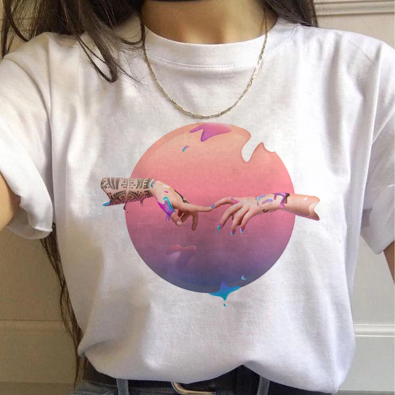 7526 Vaporwave эстетическое 90s модные футболки для женщин Harajuku Ullzang футболки Графический Забавный мультфильм футболка Топ-безрукавка в уличном стиле женский - Цвет: 7526