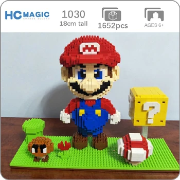 Mario ZMS Игра Супер Марио Луиджи Йоши Боузер огонь Tanooki Марио 3D модель мини здание алмаз маленькие блоки игрушка цветок монета без коробки - Цвет: Mario