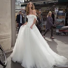 Женское свадебное платье It's yiiya, белое фатиновое платье с открытыми плечами и аппликацией на заказ на лето 2019