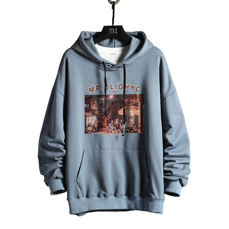 

Mens Oversize Sweatshirt 2020 Winter Thick Fleece Warm Casual Sweatshirt Male Fashion Printed Sweatshirts Black Hoodie For Men