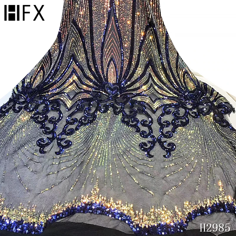 HFX 2020 Горячая Распродажа африканская Лазерная кружевная ткань вышивка пайетками