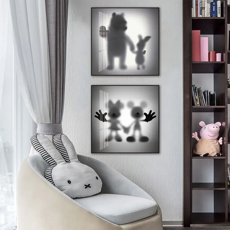 

Disney Canvas Art Paintings The Disappearing Mickey Posters and Black White Minnie Prints Wall Art Pictures for Room Home Decor