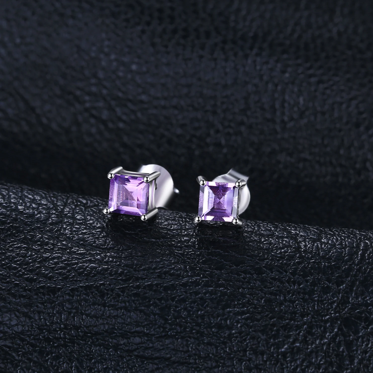 JewelryPalace квадратный природных Аметист Серьги Стад 925 пробы Серебряные ювелирные изделия классический квадратный Fine jewelry Для женщин серьги