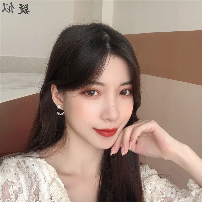 

Elegant Imitation Pearls Circle Indian Earrings Fairy Simple Drop Earrings 2020