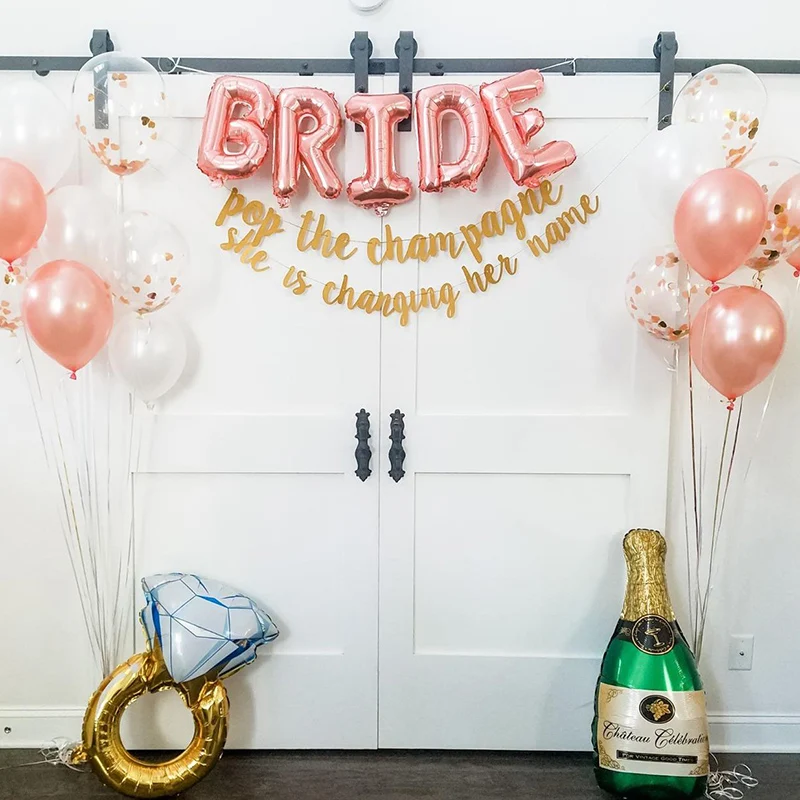 Розовое золото буквы &quotBride To Be&quot Фольга шар кольцо с бриллиантом в балон