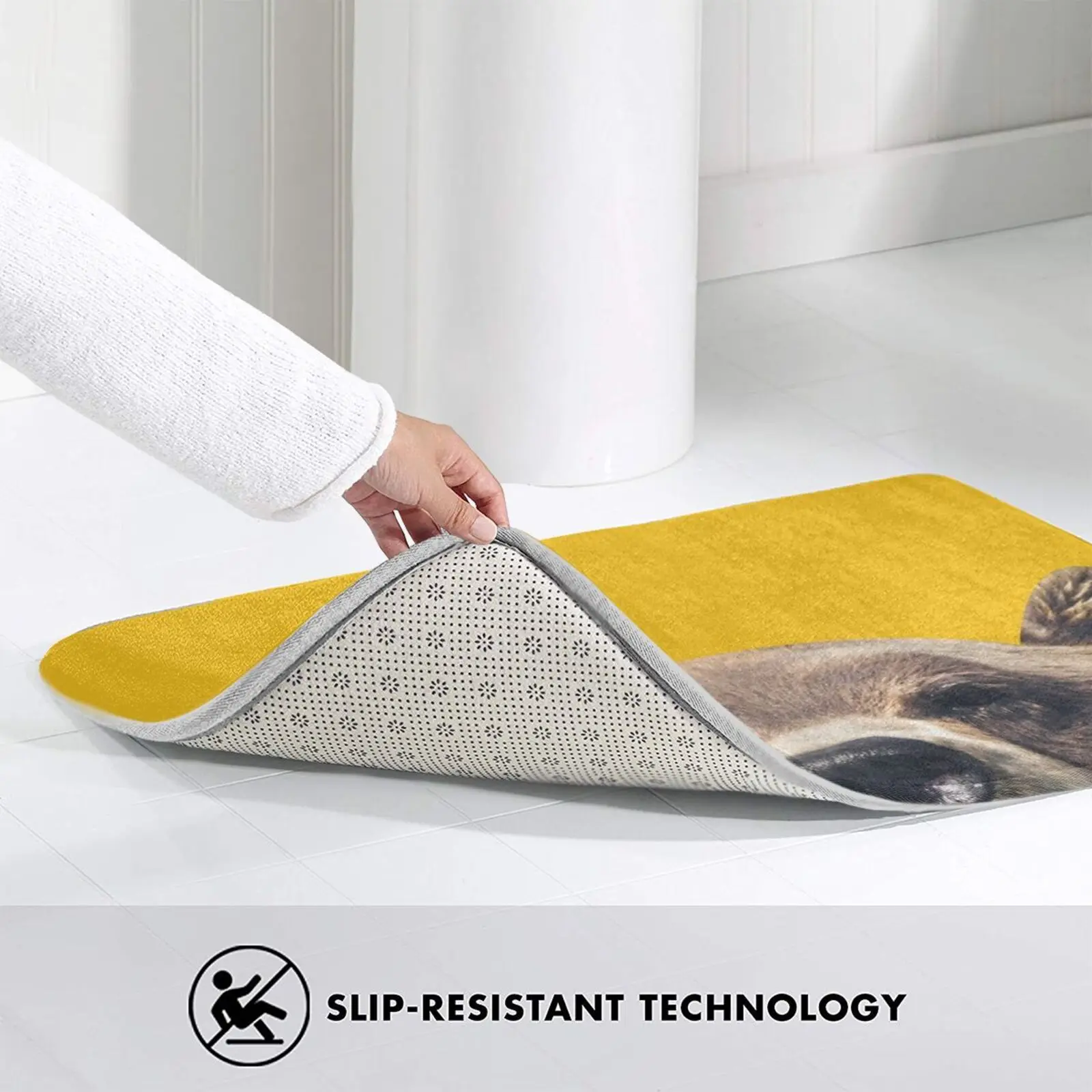 Желтый коврик с медведем Противоскользящие коврики для спальни желтый плюшевый