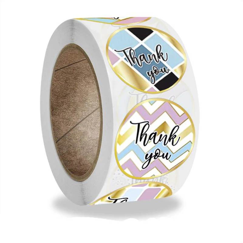 

50 500PCS Colorful Geometry Thank You Sticker Labels Sealing Paper Sticker Stationery Supply Decoration Scrapbooking