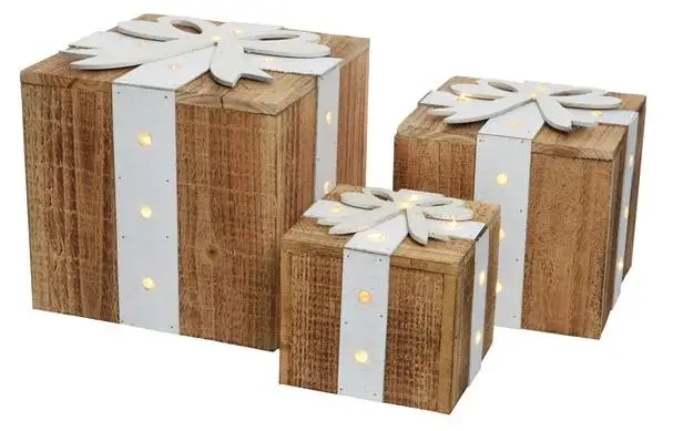 Деревянный светодиодный giftboxes s3 в Бо цвет: теплый белый Размеры: зад. | Игрушки и