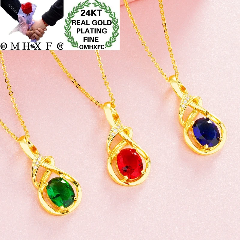 

OMHXFC Оптовая Европейская мода изящная женщина вечевечерние НКА день рождения свадебный подарок Овальный AAA циркон Сделай Сам 24KT золотой кул...