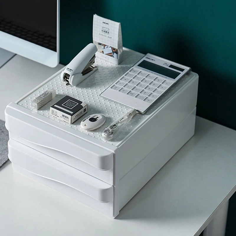 A4 Paper Documents Cards Office Desktop Storage Box Drawer Type Mobile Phones Pens 2-Layer Home School Plastic Shelf |