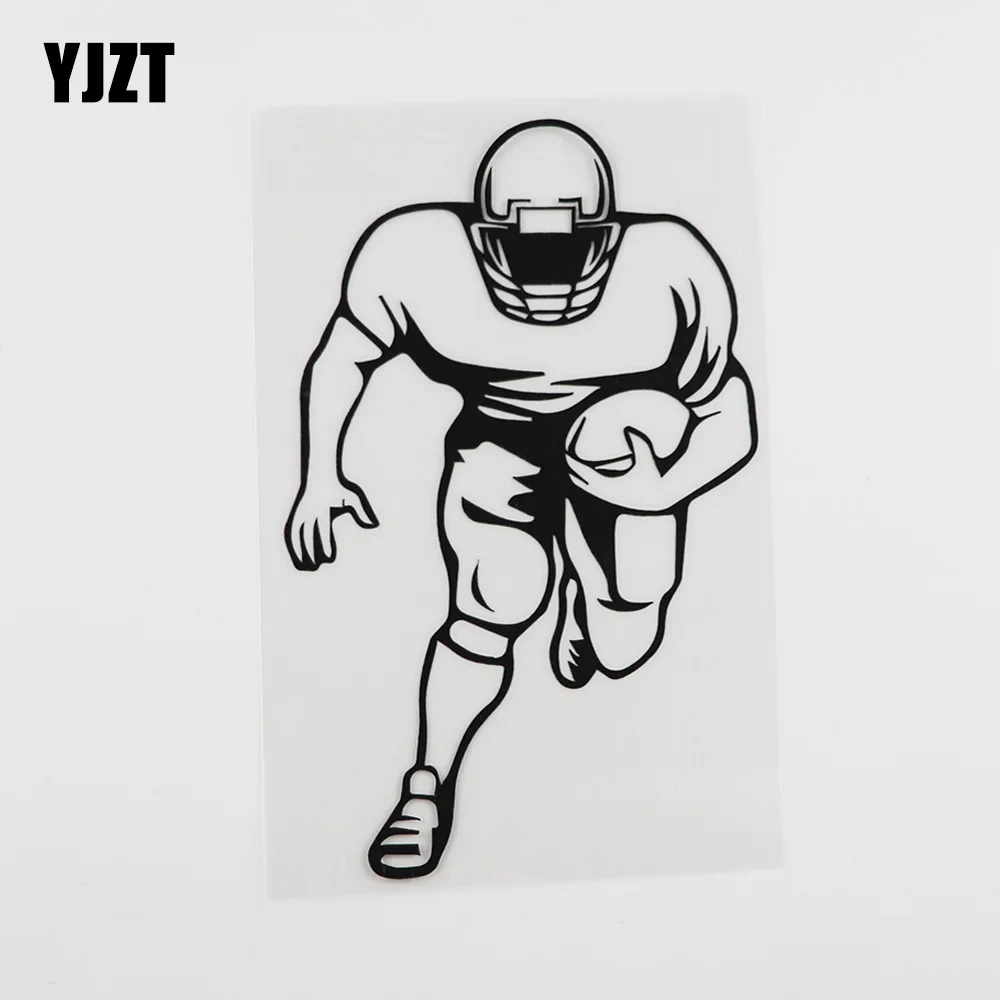 

YJZT 10.6CMX17.3CM American Football Player Leisure Sports Vinyl Car Sticker Black/Silver 8A-0207