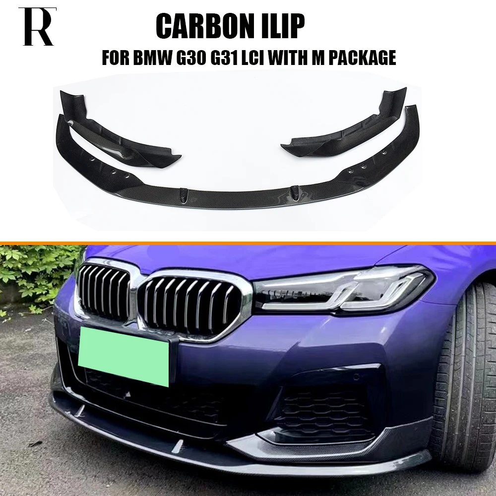 Фото G30 G31 LCI MP Стиль Углеродное волокно Передний бампер Подбородок для BMW 520 530 540 550 с M-пакетом 2020-2023 LCI №1