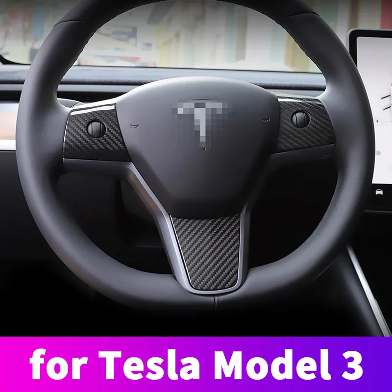 

Модифицированная кнопка на руль для Tesla Model 3, декоративная накладка из углеродного волокна, аксессуары для салона автомобиля