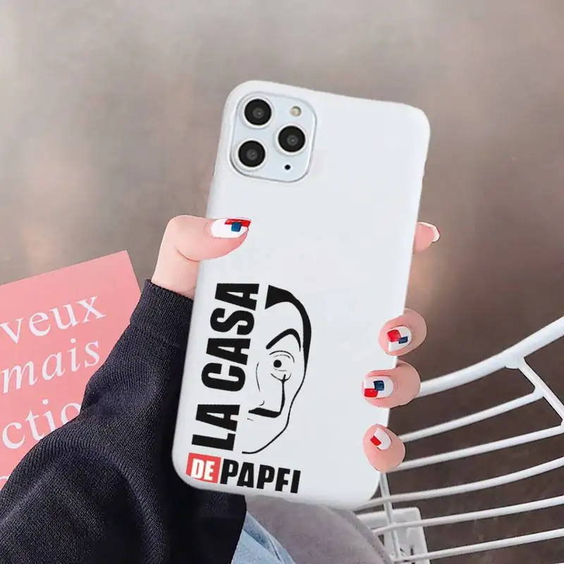 

TV Money Heist House Paper Phone Case White Candy Color for iPhone 6 7 8 11 12 s mini pro X XS XR MAX Plus