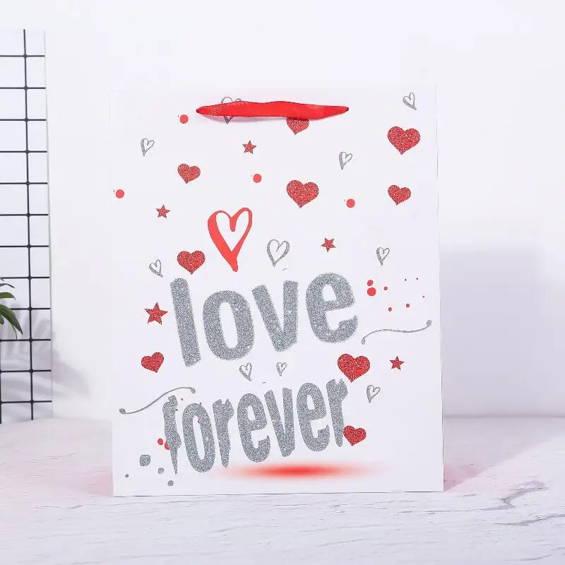 

12pcs/lot Letter Heart Printed Paper Bag Valentine's Day Love Gift Wrapping Paper Bag Mother's Day Tote Bag
