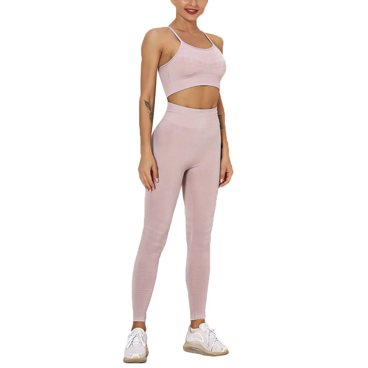 

Women Two-Piece Sports Clothes Set Solid Color Off-The-Shoulder Vest + Skinny Long Pants Perfect For Running Exercise Fitness