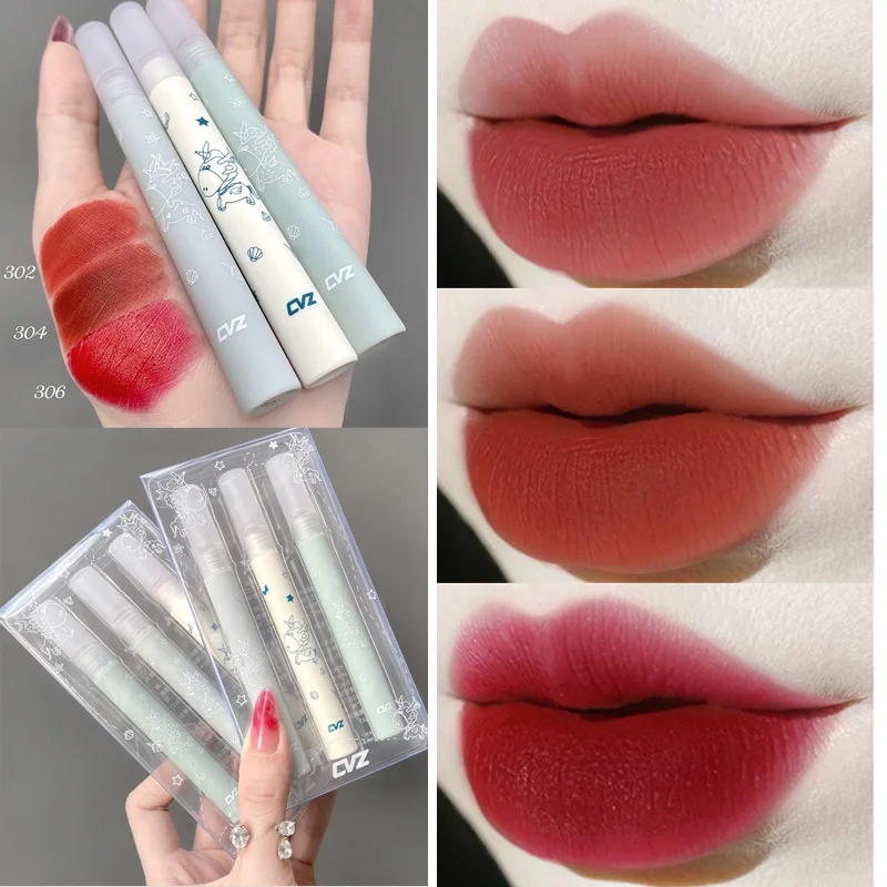 

3PCS/Set Smooth Velvet Lip Gloss Combo Intense Color Tint Lasting Comfort Liquid Lipstick Lips Makeup Maquiagem Cosmetics TSLM1