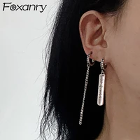 foxanry prevent allergy 925 stamp chain drop earrings for women new fashion vintage thai silver birthday jewelry gifts