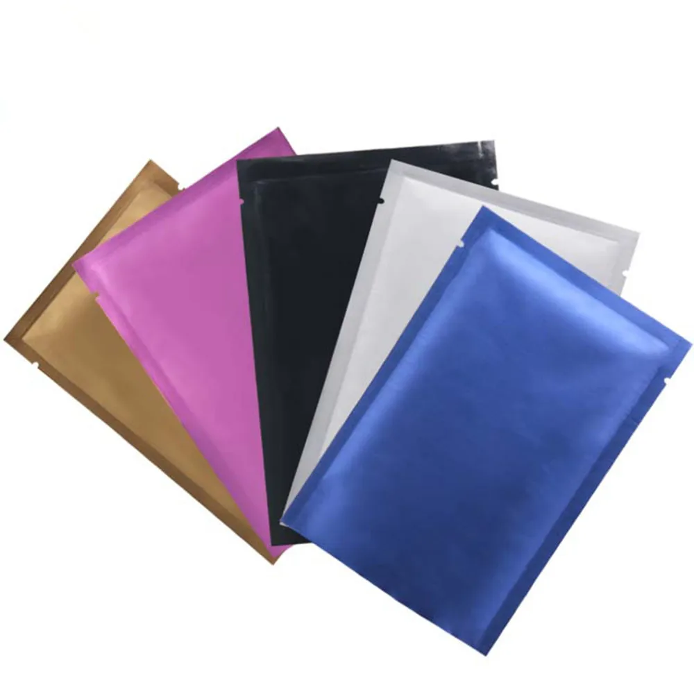 

100Pcs/Lot Matte Pure Aluminum Mylar Foil Open Top Bag Heat Vacuum Seal Tear Notch Food Storage Packaging Pouches for Tea Coffee