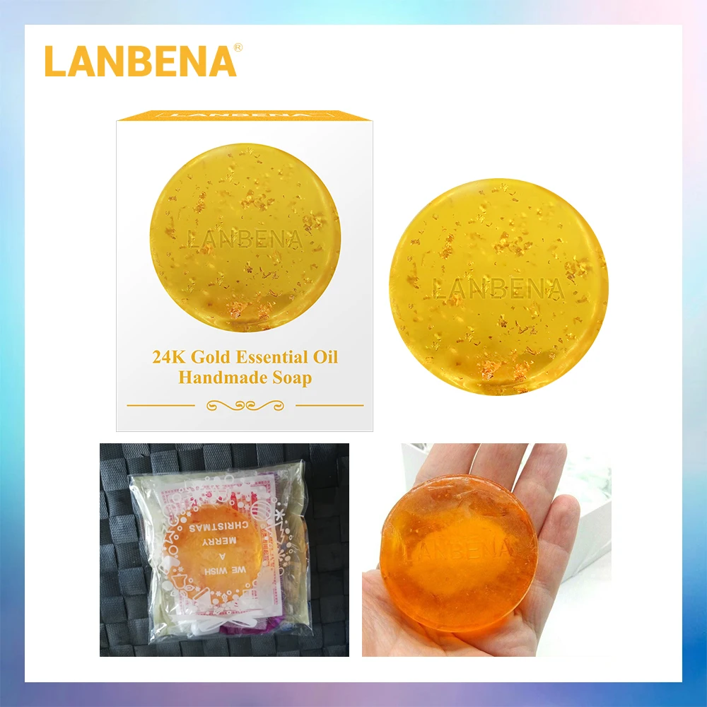 Lanbena с покрытыем цвета чистого 24 каратного золота мыло ручной работы анти