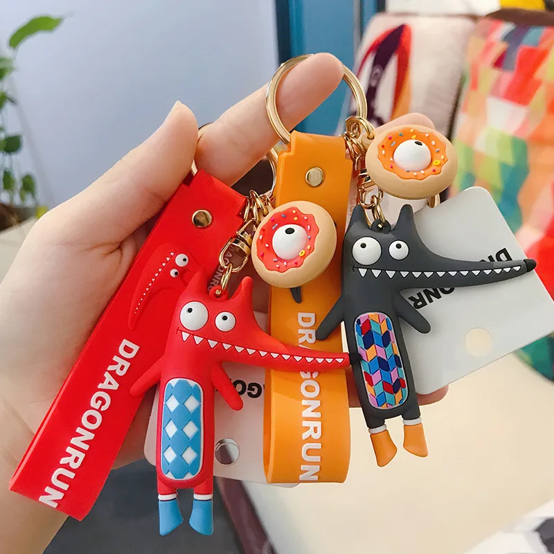 

2021 New Fashion Cute Keychain Crocodile Keychains Lovely Fox Key Chain Original Cartoon Hedgehog Doll Key Rings Pendant