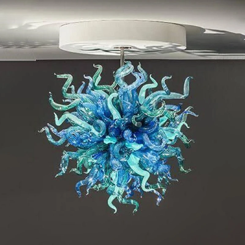 

Modern Chandeliers Lamps Murano Blue and Green Shade Chandelier with Led Lightings Home Decor Hand Blown Venetian Glass Pendant