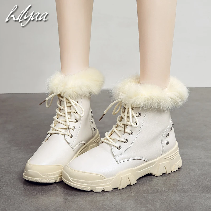 Женские зимние теплые ботинки martin женские из искусственной кожи на меху модные