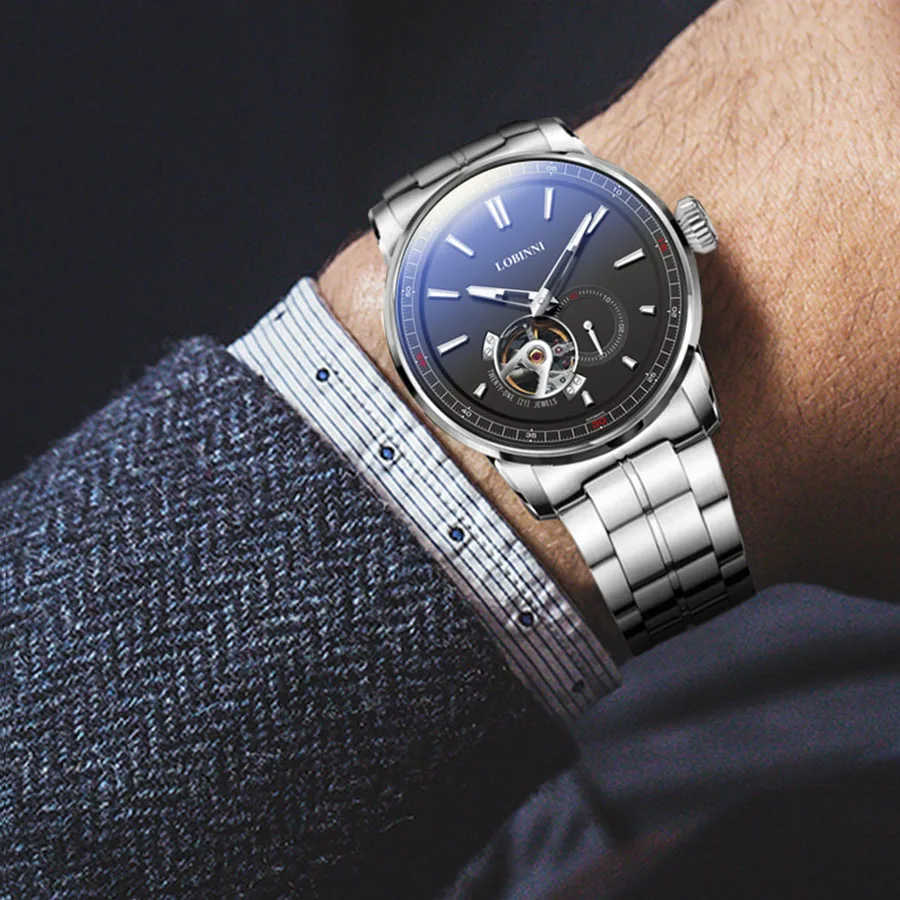 Мужские автоматические часы мужские наручные LOBINNI роскошные механические