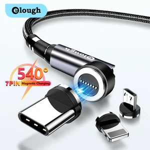 elough 540 rotate magnetic cable 3a fast charging magnet charger micro usb type c cable mobile phone wire cord for iphone xiaomi free global shipping