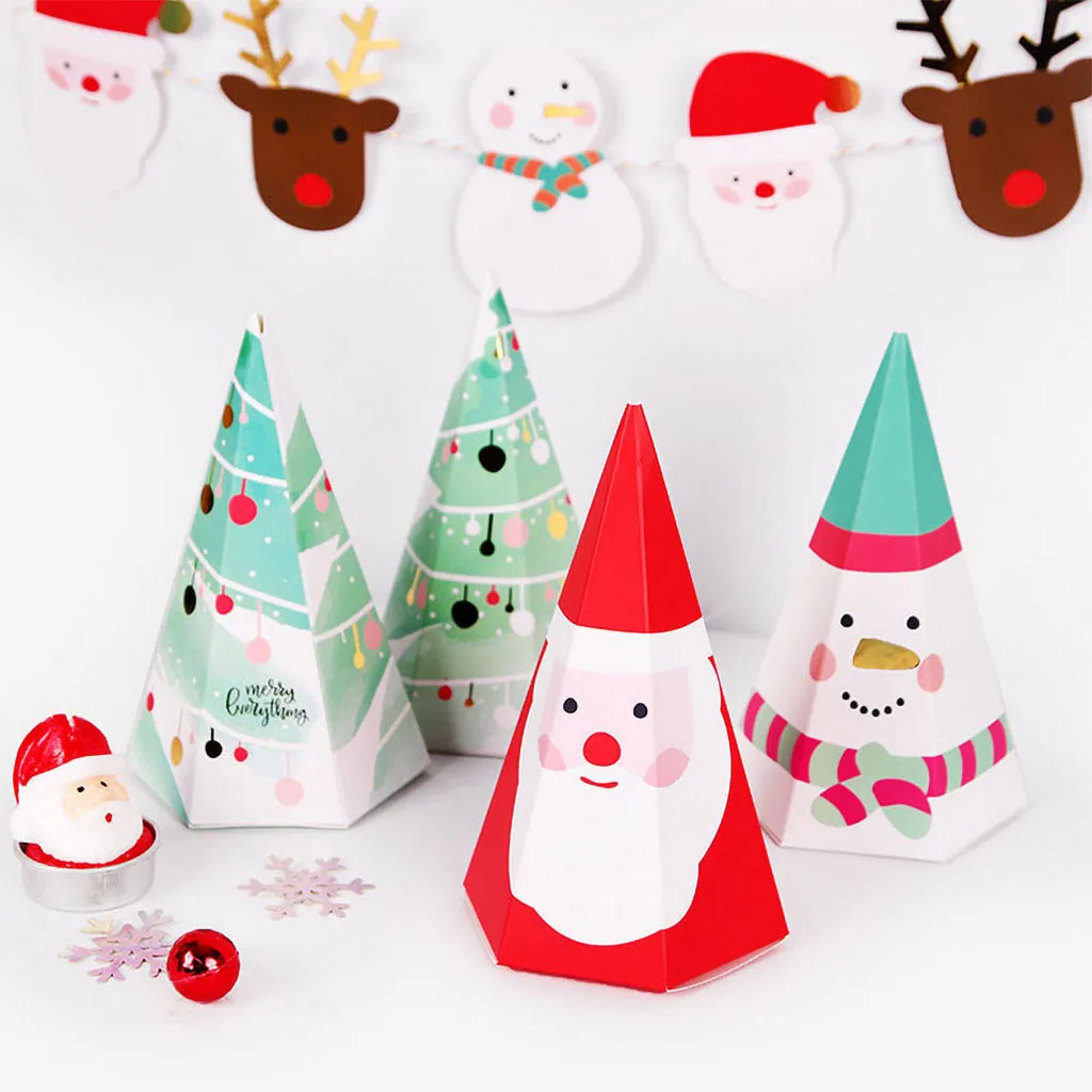 5 шт. новинка треугольная пирамида конфетная упаковка крафт бумага коробка для